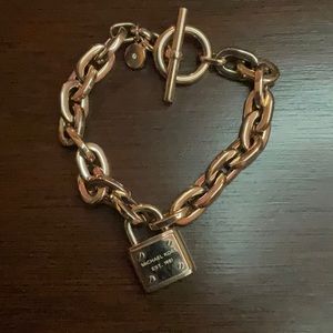 Rose Gold Michael Kors Lock and Chain Bracelet
